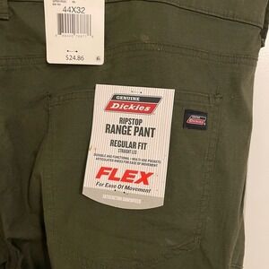 Genuine Dickies Ripstop Range Pants Mens 44x32 Olive‎ Green Regular Fit Flex New